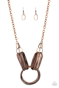 Paparazzi Accessories - Lip Sync Links - Copper Necklace Set