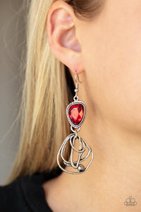 Paparazzi Accessories - Galactic Drama - Red Earrings