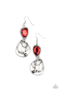 Paparazzi Accessories - Galactic Drama - Red Earrings